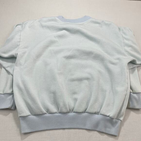 VTG 90s Women's Geometric Pattern Sweatshirt size L Blue Pink - Picture 3 of 8